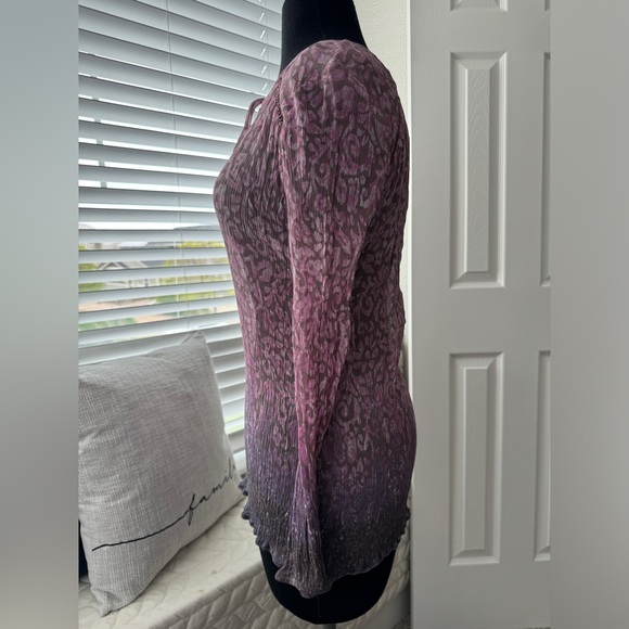 LUCKY BRAND NWOT WOMEN’S SEMI-SHEER LONG SLEEVE BLOUSE IN OMBRÉ SIZE MEDIUM - Picture 4 of 7